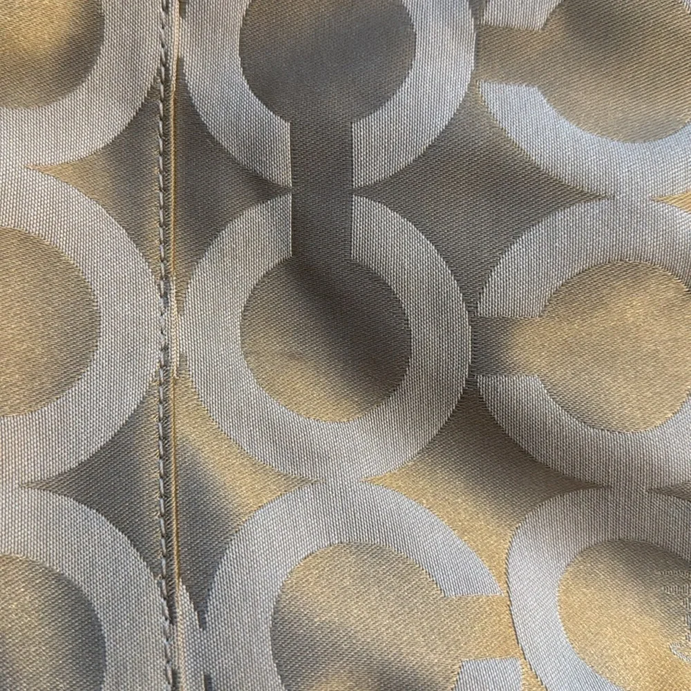 COACH MADISON LARGE CHAMPAGNE BEIGE OP ART SIGNATURE MAGAZINE TOTE BAG